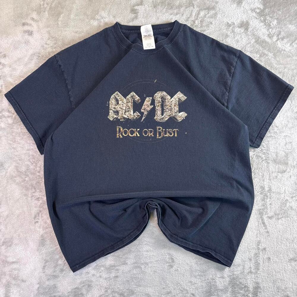 AC/DC Rock or Bust 2015 Band Tee Black Graphic T Shirt XL Music Tour Style